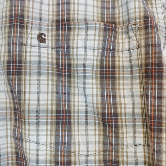 Carhartt Men's Relaxed Fit Plaid Button Down Short Sleeve Shirt Sz XL Outdoors - Picture 4 of 9